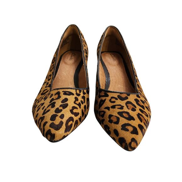 Clarks Artisan Womens Leopard Kitten Heels Size 8.5 Brown Faux Fur Career Work - Picture 3 of 12